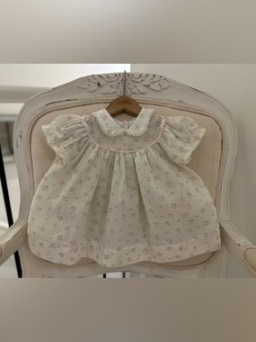 🤍 6 Mth Vintage 1980’s Baby Dress Baby Dress with Petite Pink Floral Print
